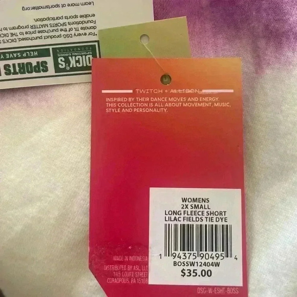 DSG NWT Women’s Long Fleece Short Lilac Fields Tie Dye Size 2XS - Picture 7 of 12